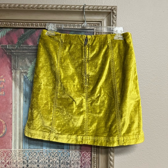 From Free People…a Femme Chartreuse Velvet Miniskirt - Picture 2 of 9